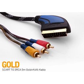 S-Link SLX-930 2 Mt Gold Scart To 3 Rca Kablo