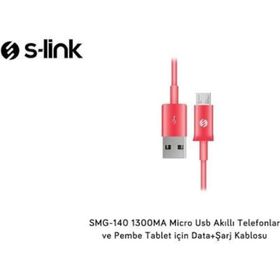 S-Link SMG-140 1.3A Micro USB Pembe Şarj Kablosu