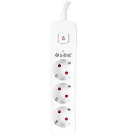 S-Link SPG301S 1.5 m 3x1.5 mm 100 Bakır 750 Joule 3'lü Anahtarlı Akım Korumalı Priz