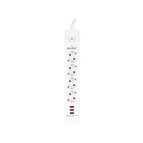 S-Link SPG403U 1.5 m 1.5 mm 100 Bakır 750 Joule 3 Usb 5V2.4A 4'lü Anahtarlı Akım Korumalı Priz