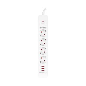 S-Link SPG403U 1.5 m 1.5 mm 100 Bakır 750 Joule 3 Usb 5V2.4A 4'lü Anahtarlı Akım Korumalı Priz