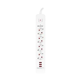 S-Link SPG403U 1.5 m 1.5 mm 100 Bakır 750 Joule 3 Usb 5V2.4A 4'lü Anahtarlı Akım Korumalı Priz
