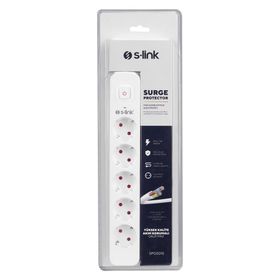 S-Link SPG501S 750 Joule Beyaz Bakır 5 Soket 1.5 mt Kablo Akım Korumalı Priz