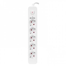 S-Link SPG501S 750 Joule Beyaz Bakır 5 Soket 1.5 mt Kablo Akım Korumalı Priz