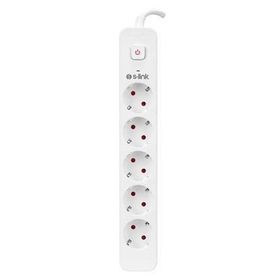 S-Link SPG501S 750 Joule Beyaz Bakır 5 Soket 1.5 mt Kablo Akım Korumalı Priz