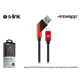 S-Link SW-C570 Siyah Kırmızı Şarj Kablosu