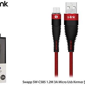 S-link SW-C585 1.2M 3A Micro Usb Kırmızı Şarj Kablosu