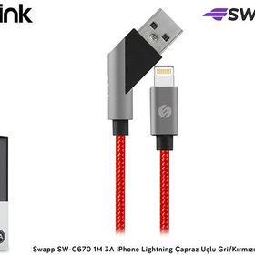 S-Link SW-C670 Gri Kırmızı Şarj Kablosu