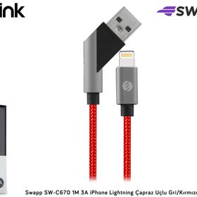S-Link SW-C670 Gri Kırmızı Şarj Kablosu
