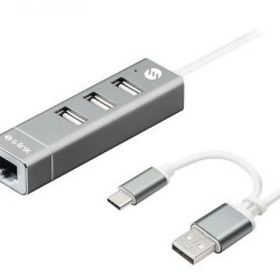 S-Link SW-U222 Swapp Type-C USB 2.0 10-100 Mbps 3 Port USB Ethernet Adaptör