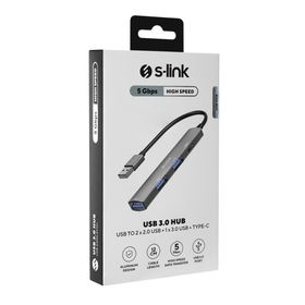 S-Link SW-U322 USB3.0 to 2xUSB 2.0 1xUSB3.0 1xType-C Metal USB Hub