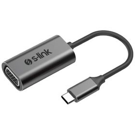 S-Link SW-U514 Gri Metal Type-C to VGA Adaptör