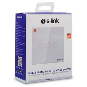 S-link Swapp SL-EG33 Kablosuz ve Dokunmatik 3'lü Wifi Tuya Destekli Aydınlatma Anahtarı