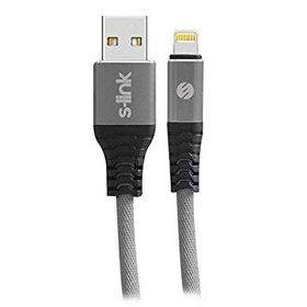 S-Link Swapp SW-KC65MG 1 m 2.4A iPhone Lightning Kılıflı Gri Data+Şarj Kablosu