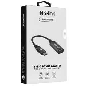 S-Link Swapp SW-U5145 USB Type C to VGA Gri Metal USB Dönüşütürücü Adaptör