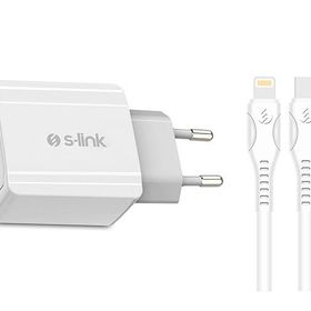 S-Link Type-C Kablolu Beyaz 2 Girişli Araç İçi Şarj Aleti