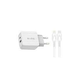 S-Link Type-C Kablolu Beyaz 2 Girişli Araç İçi Şarj Aleti