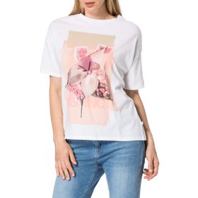S.Oliver 01D2 Beyaz Placed Print Kadın T-shirt