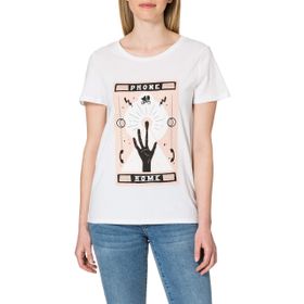 S.Oliver 01D2 Beyaz Placed Print Kadın T-shirt