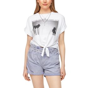 S.Oliver 01D2 Beyaz Placed Print Kadın T-shirt