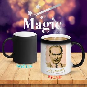S158 Takım Elbiseli Mustafa Kemal Atatürk Portre Sihirli Kupa Bardak
