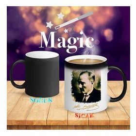 S162 Yan Portre Mustafa Kemal Atatürk Sihirli Kupa Bardak