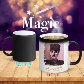 S171 Üniformalı Kalpaklı Mustafa Kemal Atatürk Sihirli Kupa Bardak