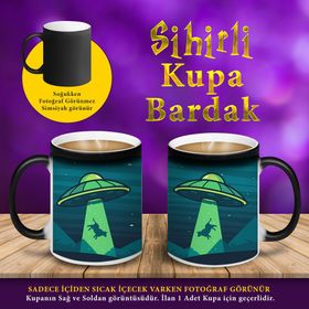 S2147 Uzay Dairesi ve Uçan İnek Sihirli Hediyelik Kupa Bardak