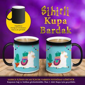 S23 Kakdüs ve Sevimli Lama Baskılı Sihirli Kupa Bardak