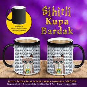 S44 Sinirli Kedicik Meow Baskılı Sihirli Hediyelik Kupa Bardak