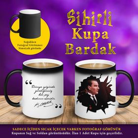 S45 Kemal Atatürk Kadın Eseri Sözü Sihirli Kupa Bardak