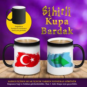 S45606 Göktürk ve Türk Bayraklı Sihirli Kupa Bardak