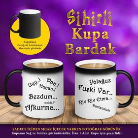 S45684 Karadeniz Şiveli Kelime Yazılı Sihirli Fincan Kupa Bardak
