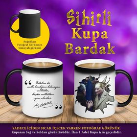 S457485 Mustafa Kemal Atatürk Sözlü Sihirli Fincan Kupa Bardak