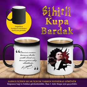 S45751 Kemal Atatürk Devrim Yazılı Sihirli Kupa Bardak