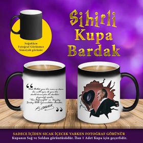 S457540 Atatürk Egemenlik Yazılı Sihirli Kupa Bardak