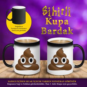 S457651 Gülen Mutlu Kaka Emojisi Sihirli Kupa Bardak