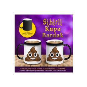 S457651 Gülen Mutlu Kaka Emojisi Sihirli Kupa Bardak