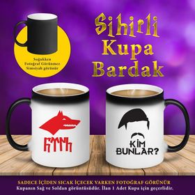 S4618 Türk Yazılı Kim Bunlar Silüeti Sihirli Fincan Kupa Bardak