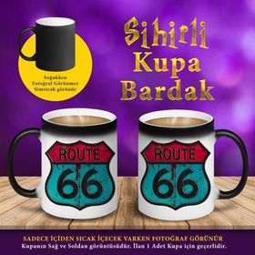 S74182 Steel Machines ROUTE 66 Sihirli Hediyelik Kupa Bardak