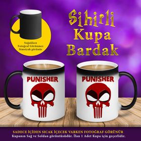 S74253 Punisher Yazılı Kuru Kafa Sihirli Hediyelik Kupa Bardak