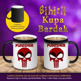 S74253 Punisher Yazılı Kuru Kafa Sihirli Hediyelik Kupa Bardak