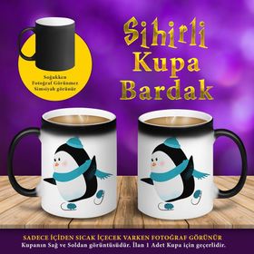 S74855 Karda Kayan Penguen Sihirli Kupa Bardak