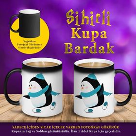 S74855 Karda Kayan Penguen Sihirli Kupa Bardak