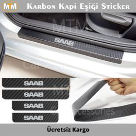 Saab 4 Adet Karbon Kapı Eşiği Sticker