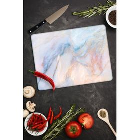 Saban 30x40 cm Ezgi Mermer Görünümlü Dekoratif Cam Kesme Tahtası