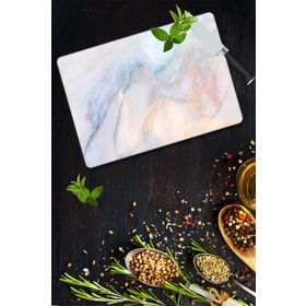 Saban 30x40 cm Ezgi Mermer Görünümlü Dekoratif Cam Kesme Tahtası