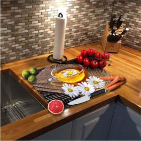Saban 30x40 cm Papatya Çayı Dekoratif Cam Kesme Tahtası