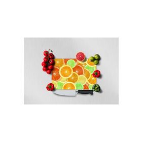 Saban 30x40 cm Renkli Portakallar Dekoratif Cam Kesme Tahtası