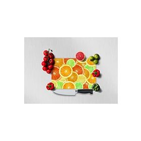 Saban 30x40 cm Renkli Portakallar Dekoratif Cam Kesme Tahtası